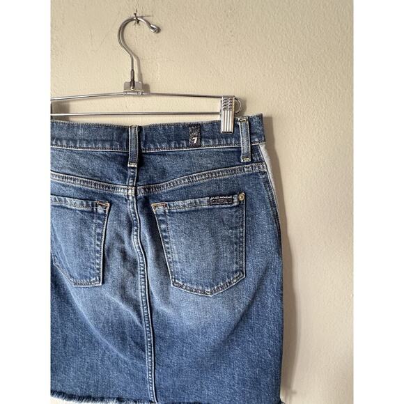 7 For All Mankind Size 26 Reverse Step Side Panel Denim Skirt Mojave Dusk - Picture 5 of 7